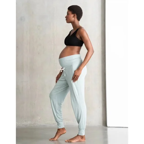 Seraphine Maternity Joggers in Light Sage - Picture 2 of 7